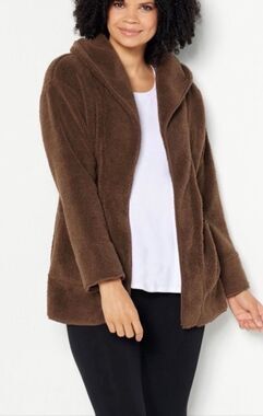 Koolaburra by UGG Sherpa Fleece Shawl Collar Cardigan jacket brown Small NEW